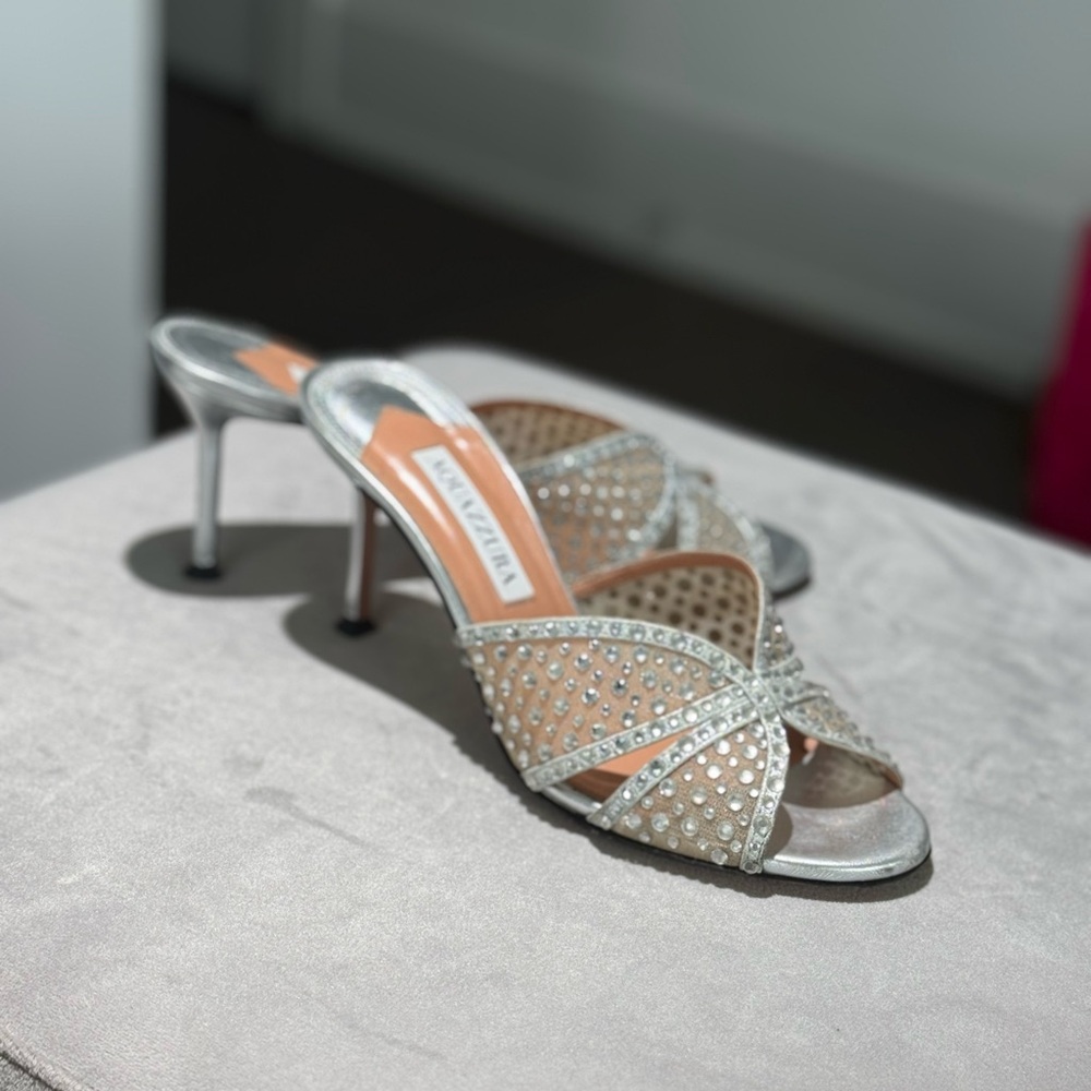 Aquazzura Silver Rhinestone Heels